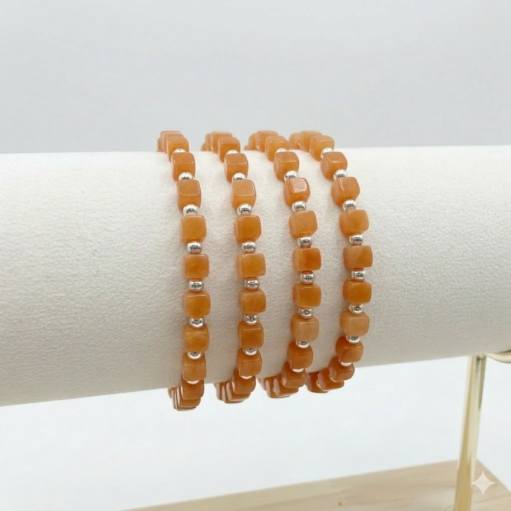 Mini Cubed Orange Aventurine Bracelet