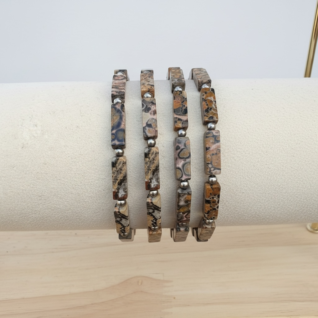 Rectangle Leopardskin Jasper Bracelet