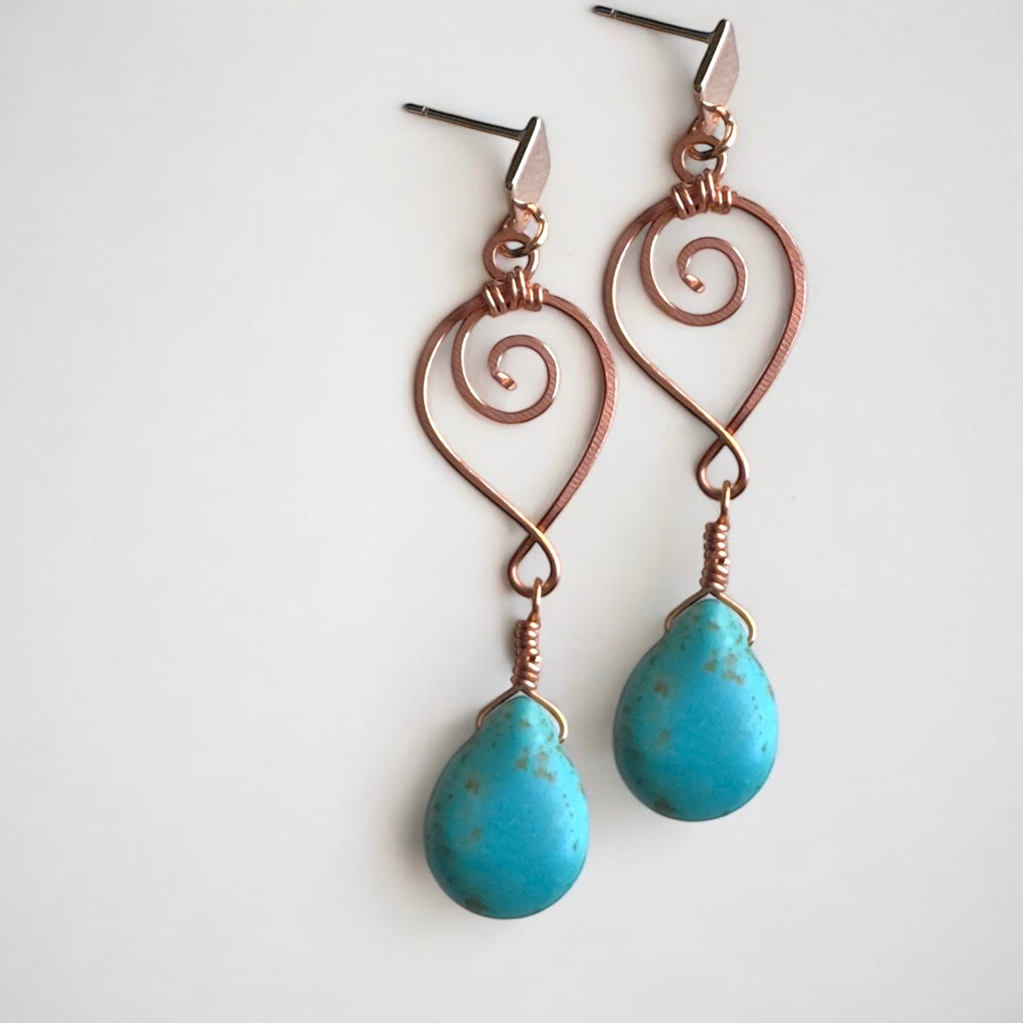 Copper Heart Spiral Earrings – Rooted in Earth, Wrapped in Love