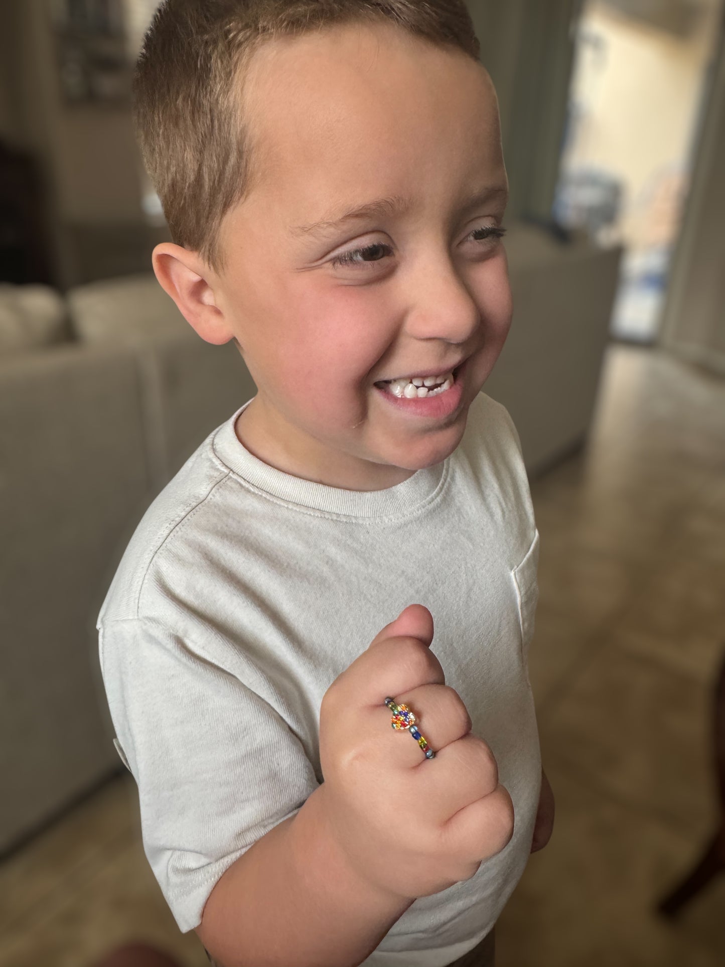 Autism Awareness Heart Stretch Ring