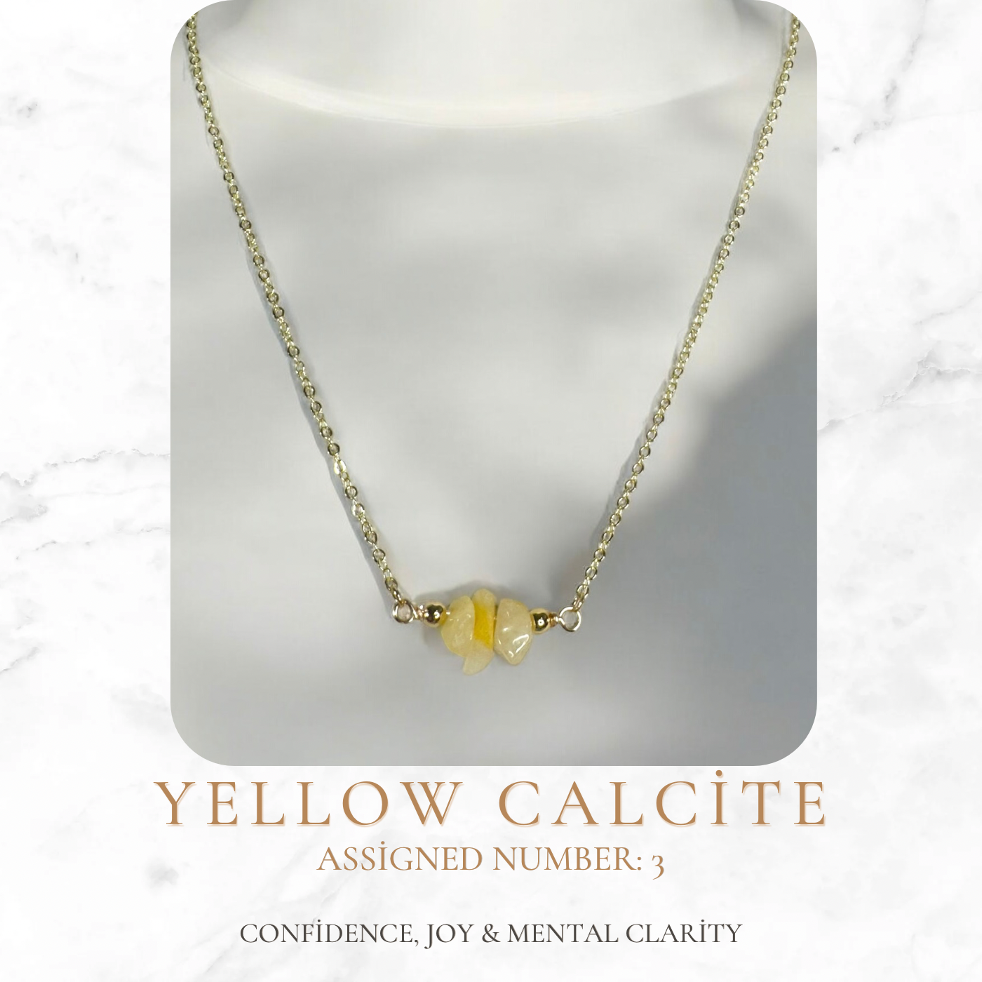 Yellow Calcite Numerology Necklace – Confidence, Joy & Mental Clarity