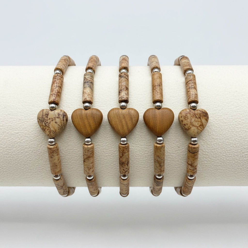 Picture Jasper Heart Bracelet