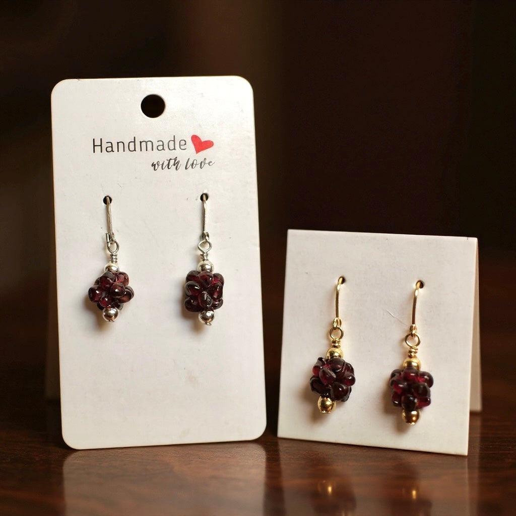 Winter Berry Clusters- Garnet Earrings