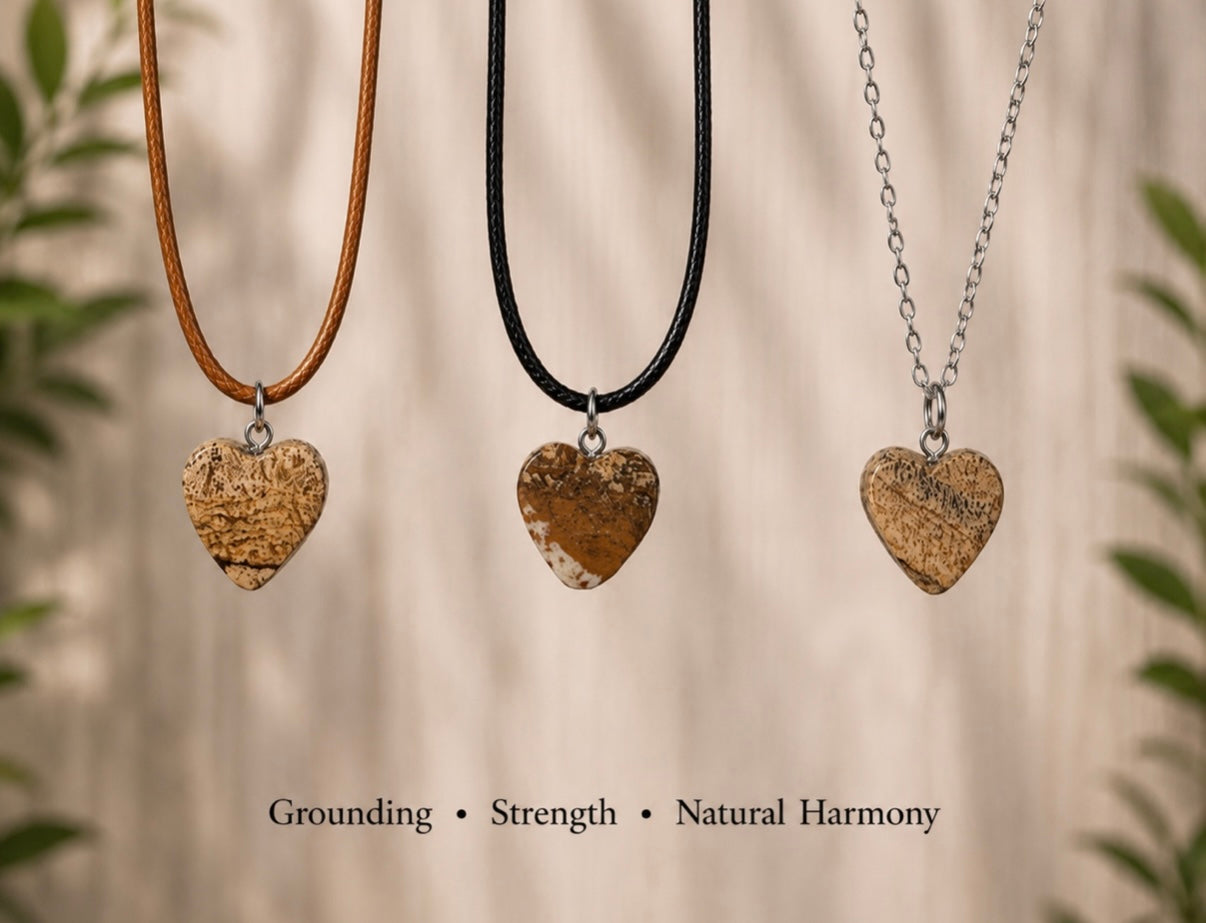 Mini Picture Jasper Heart Necklaces