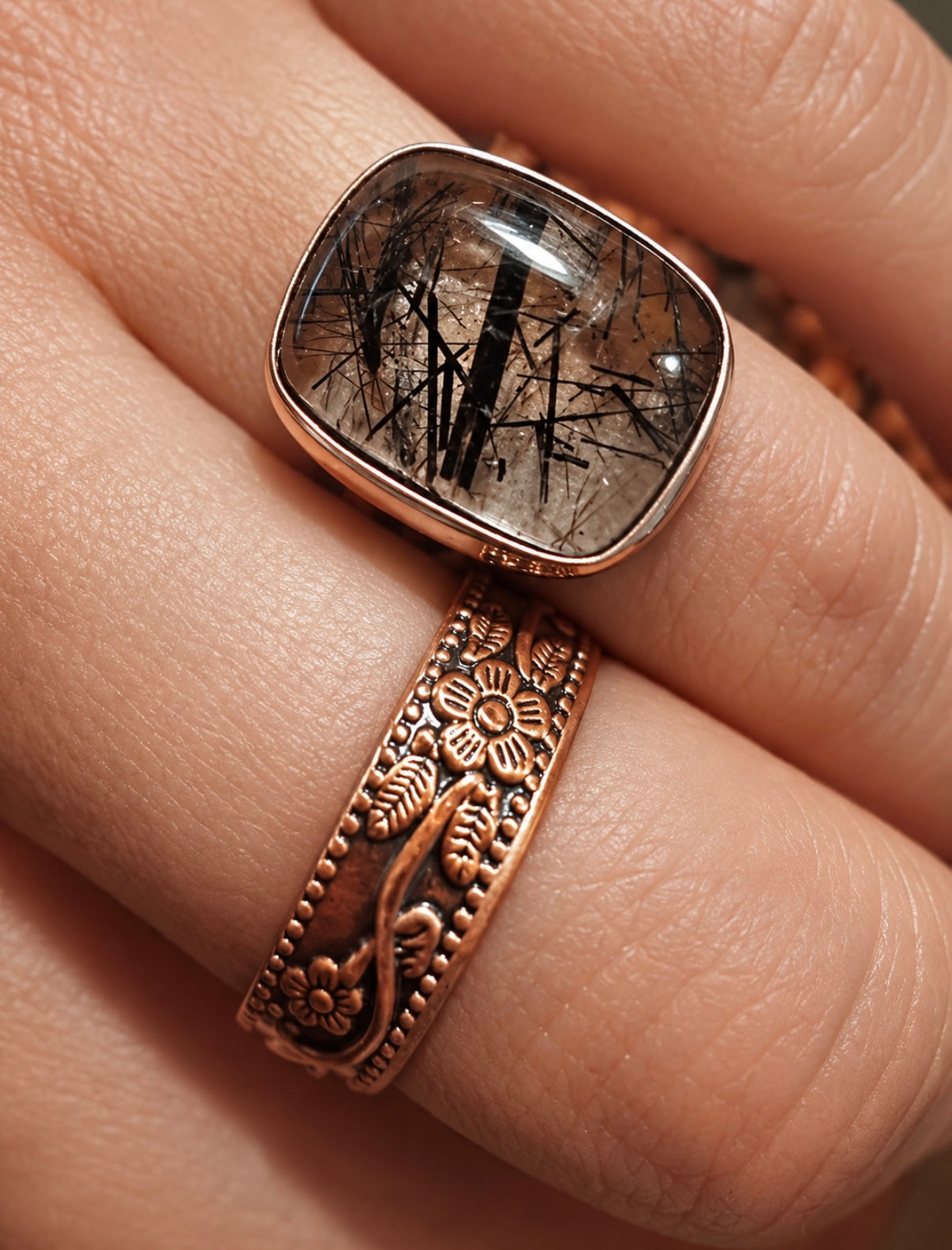 Floral Magnetic Copper Ring