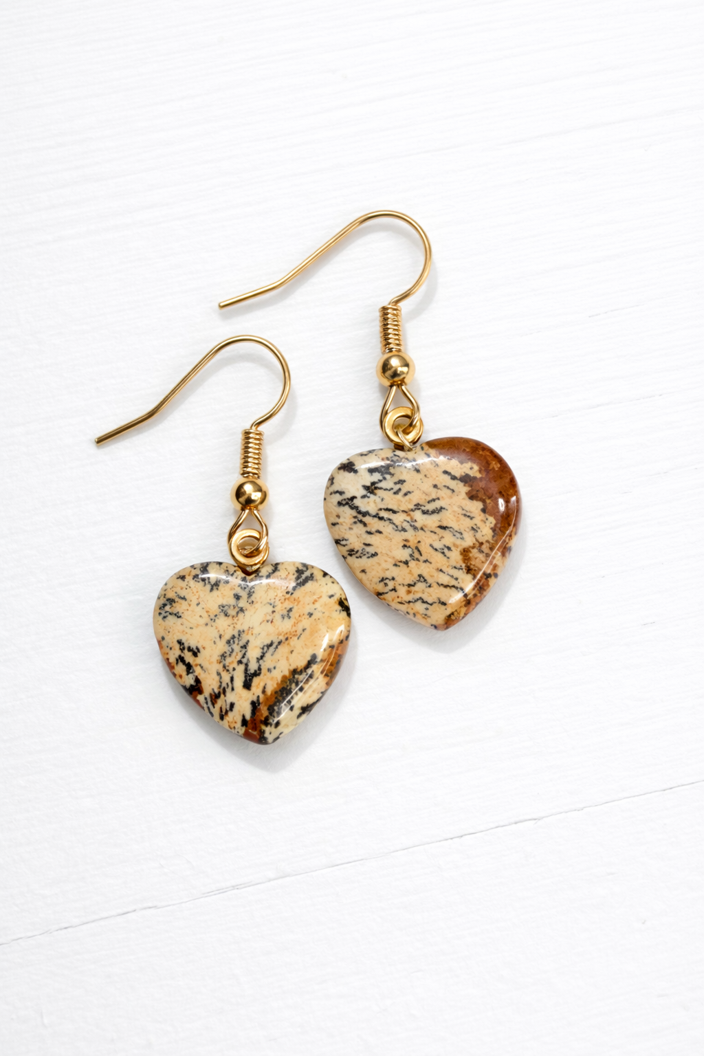 Picture Jasper Heart Earrings