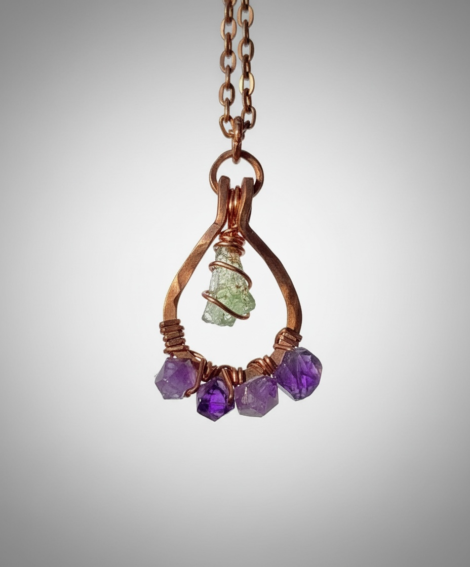 Moldavite + Amethyst
