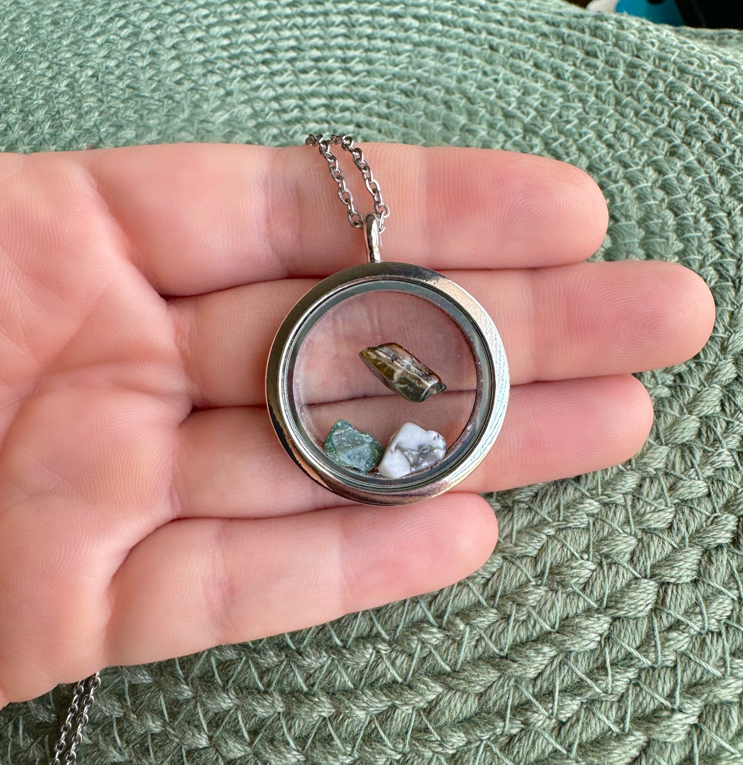 Family Gemstone Locket Necklace