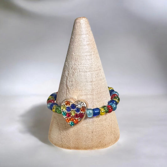 Autism Awareness Heart Stretch Ring