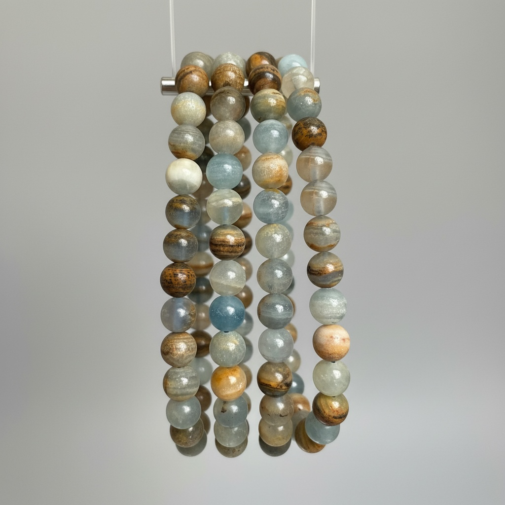 Blue Onyx + Lemurian Calcite Bracelet