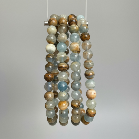 Blue Onyx + Lemurian Calcite Bracelet