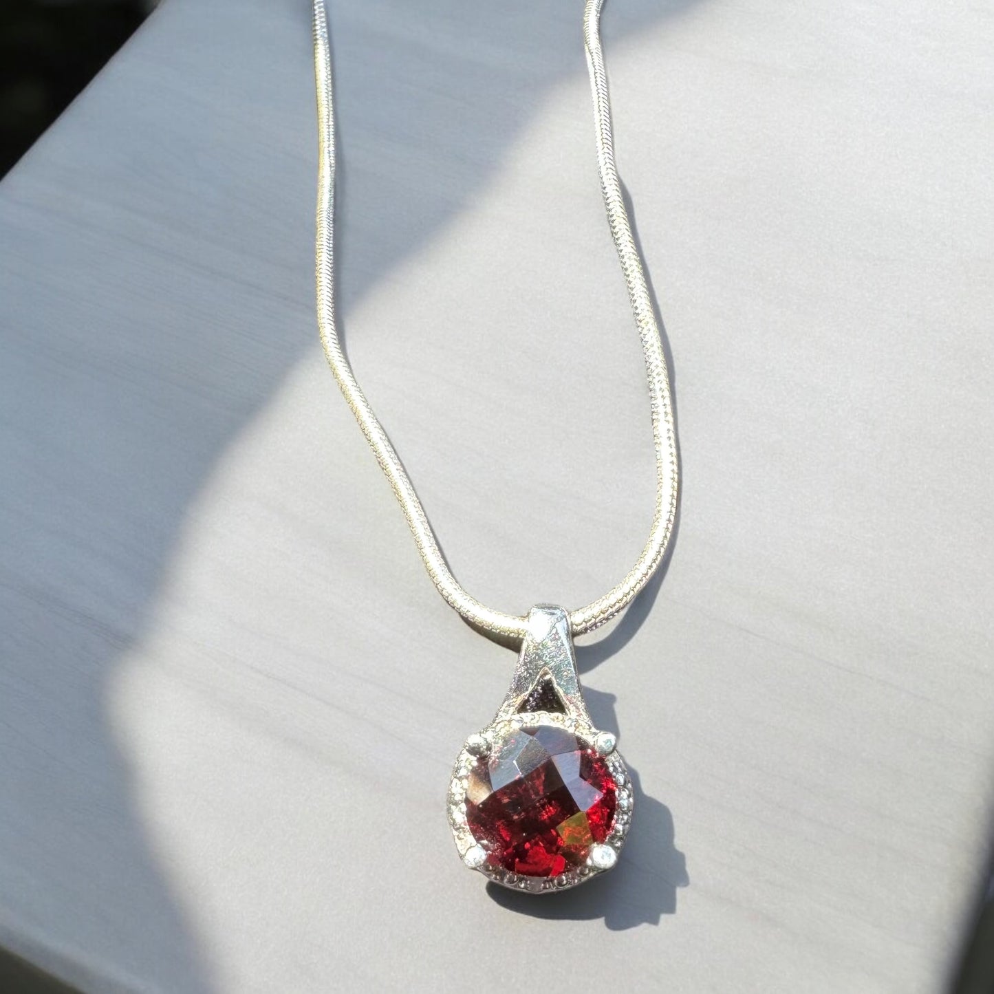 .925 Red Garnet with White Topaz