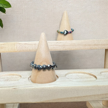 Hematite Heart Stretch Ring