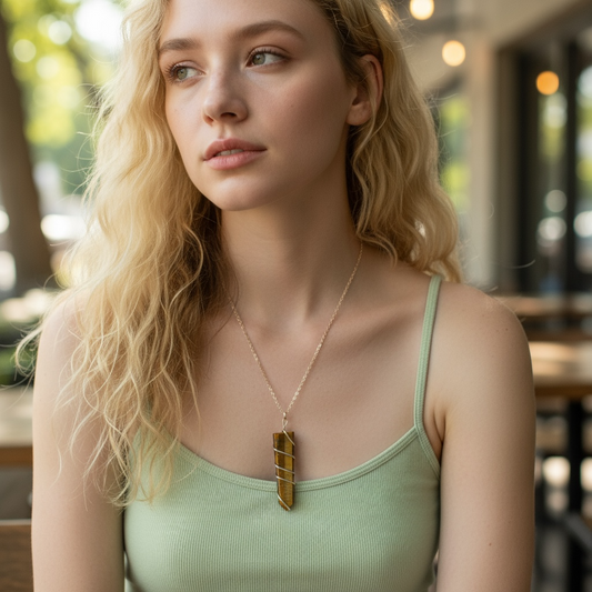 Tigers Eye Channeling Wand Necklace