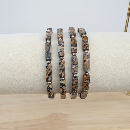 Rectangle Leopardskin Jasper Bracelet