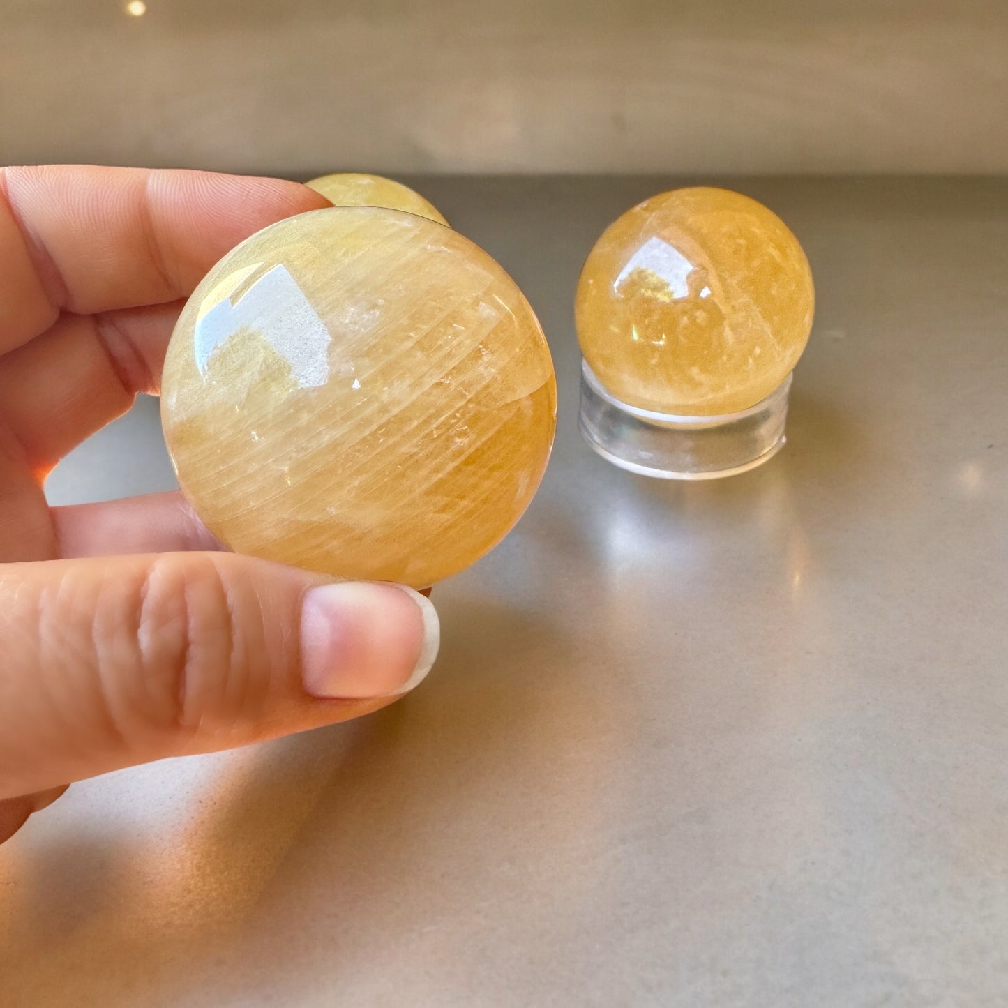 Golden Calcite Spheres