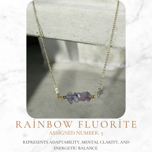 Rainbow Fluorite Numerology Necklace – Clarity, Balance & Transformation