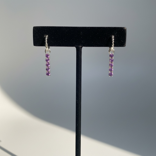 Amethyst Bar Dangle Earrings