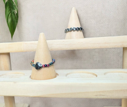 Hematite Heart Stretch Ring