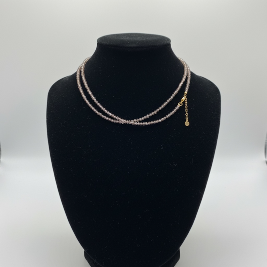 Dainty Smoky Quartz Necklace (15-17 inches)