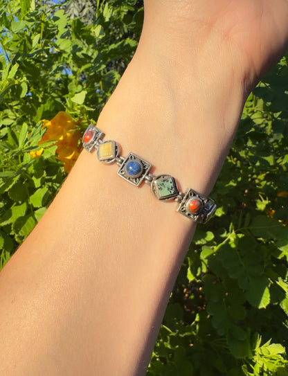 Multi Gemstone Bracelet- Sterling Silver