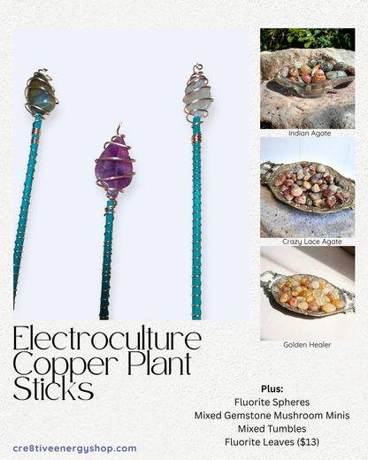 Electroculture Copper Spirals- With Gemstones