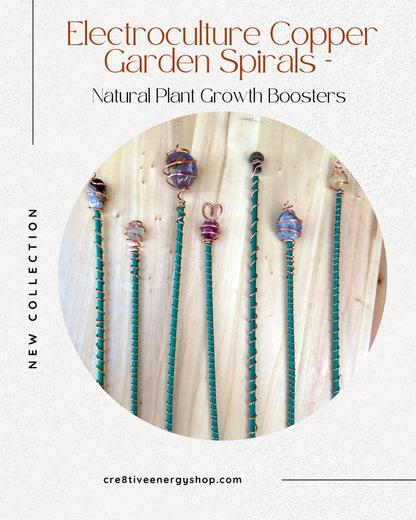 Electroculture Copper Spirals- With Gemstones