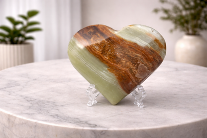 Green Banded Calcite Hearts