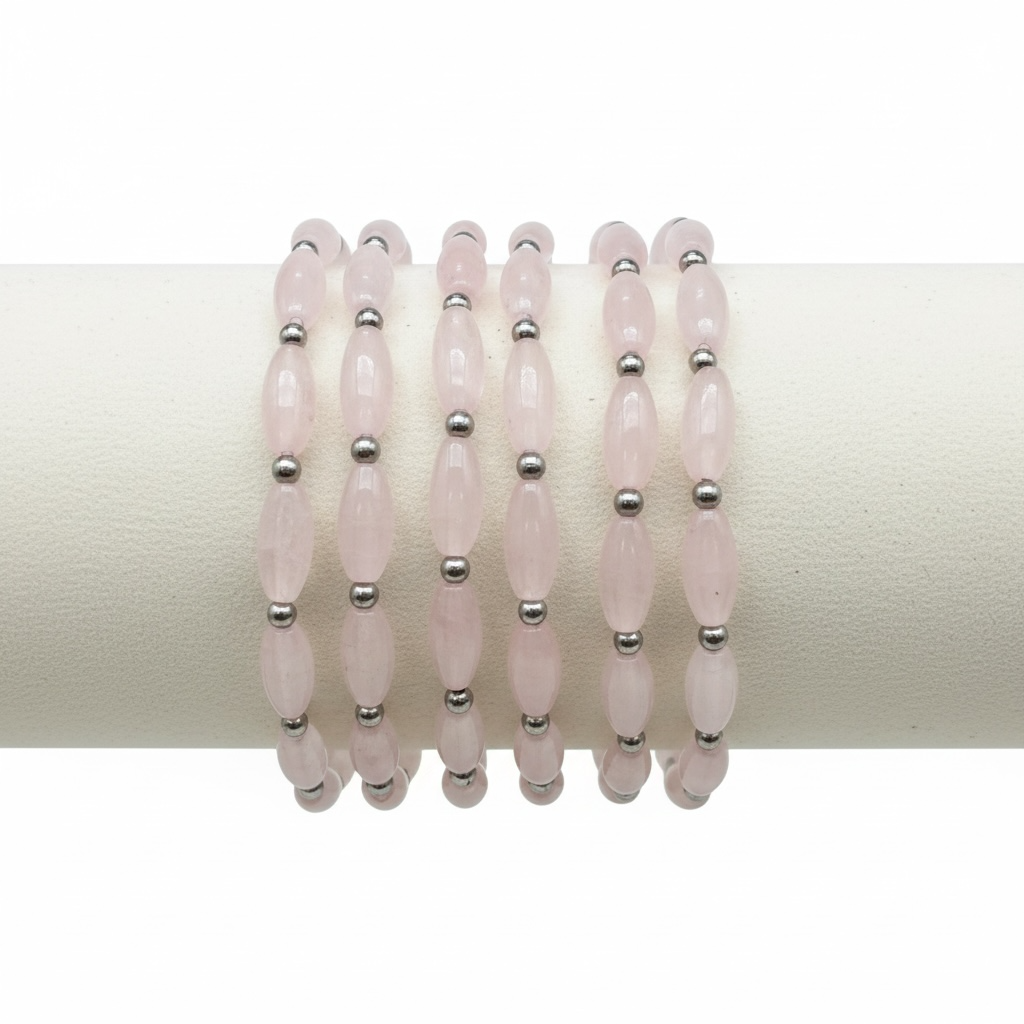 Rose Quartz Tube Bracelet