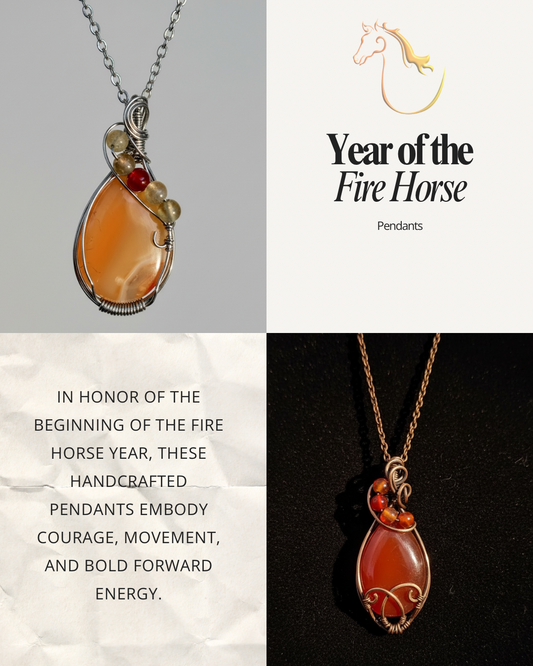 Year of the Fire Horse Collection: Agate & Carnelian Pendants