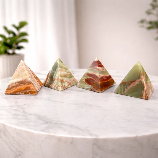 Green Banded Calcite Pyramids