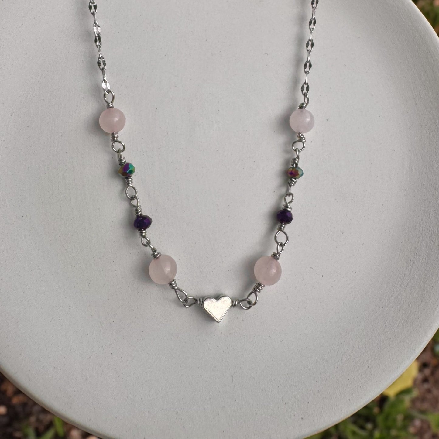 Hand Wrapped Heart Gemstone Necklaces
