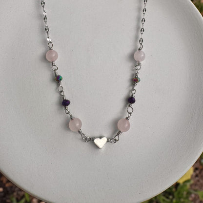 Hand Wrapped Heart Gemstone Necklaces