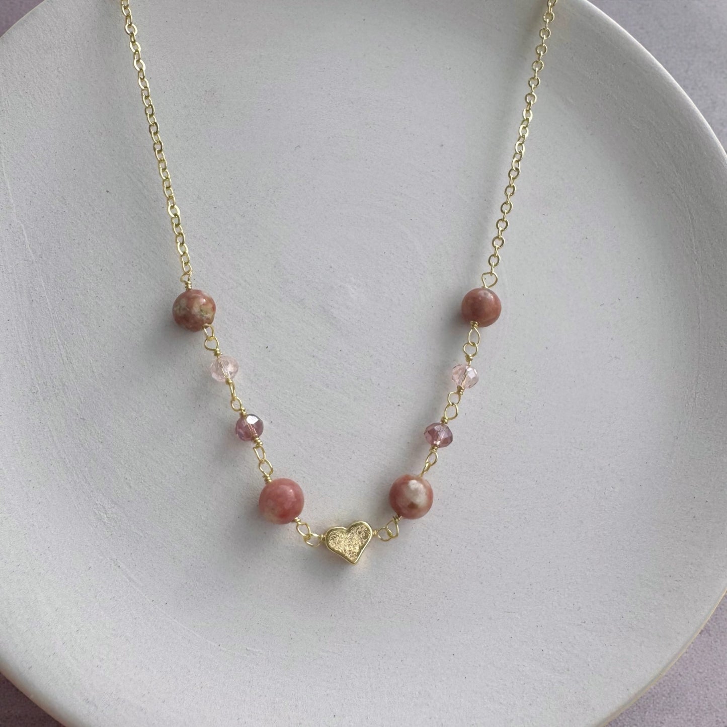 Hand Wrapped Heart Gemstone Necklaces