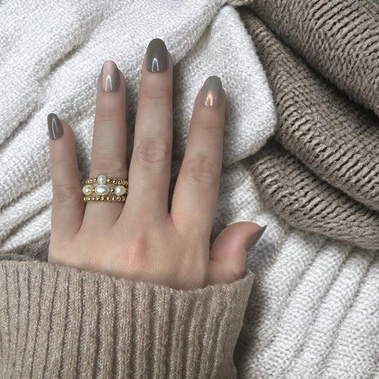 Timeless Pearl  – 14K Gold-Filled & Freshwater Pearl Stretch Ring Stack