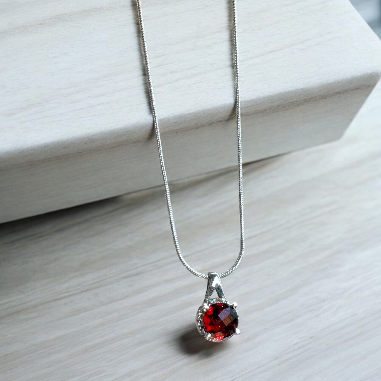 .925 Red Garnet with White Topaz