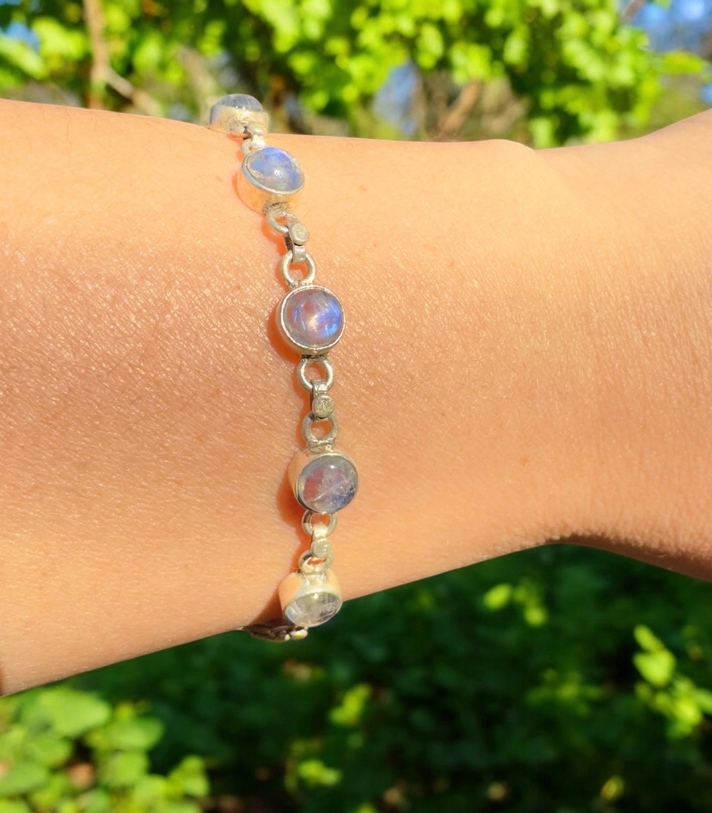 .925 Sterling Silver Moonstone Bracelet