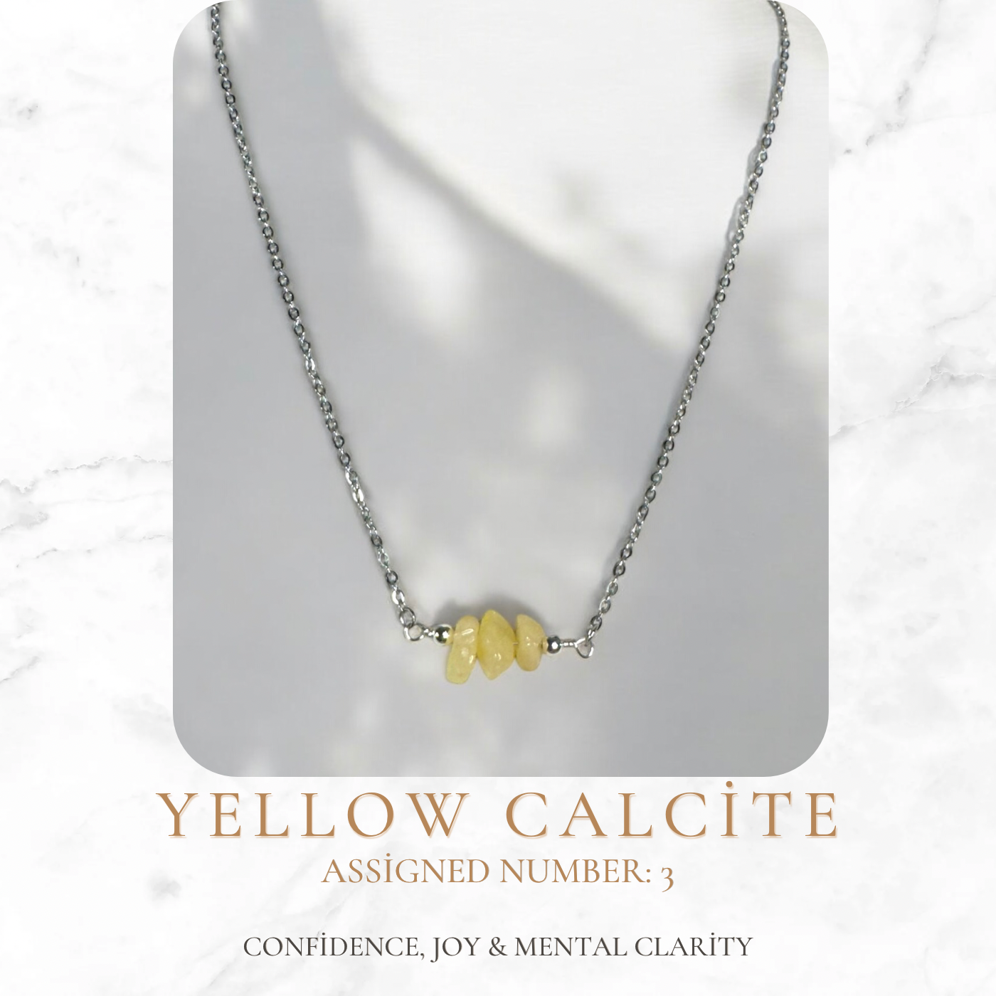Yellow Calcite Numerology Necklace – Confidence, Joy & Mental Clarity
