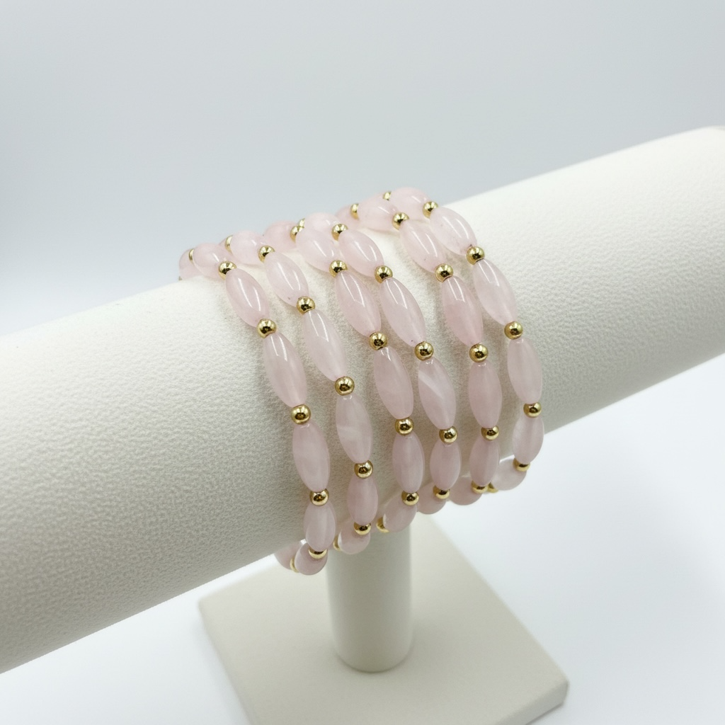 Rose Quartz Tube Bracelet