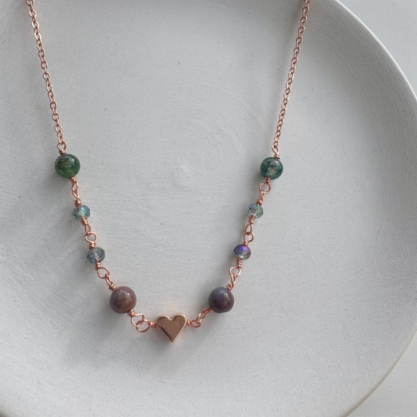 Hand Wrapped Heart Gemstone Necklaces