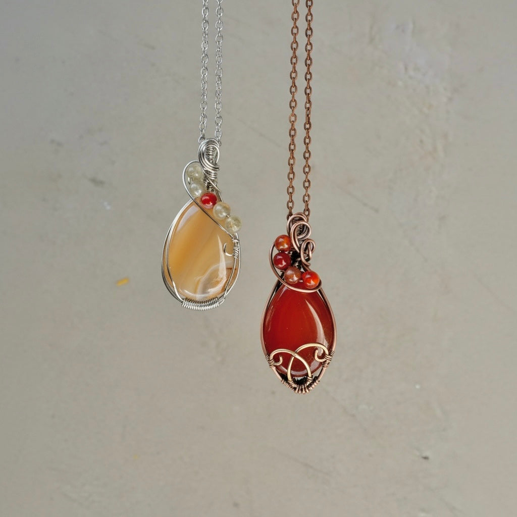 Year of the Fire Horse Collection: Agate & Carnelian Pendants