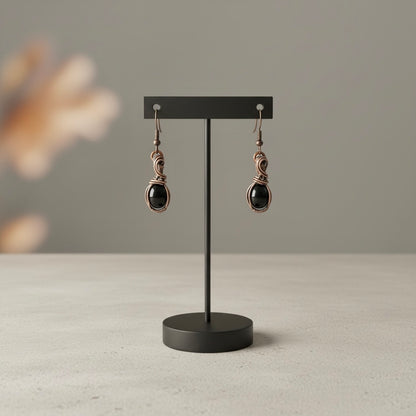 Artisan Wire Wrapped Amazonite or Shungite Earrings