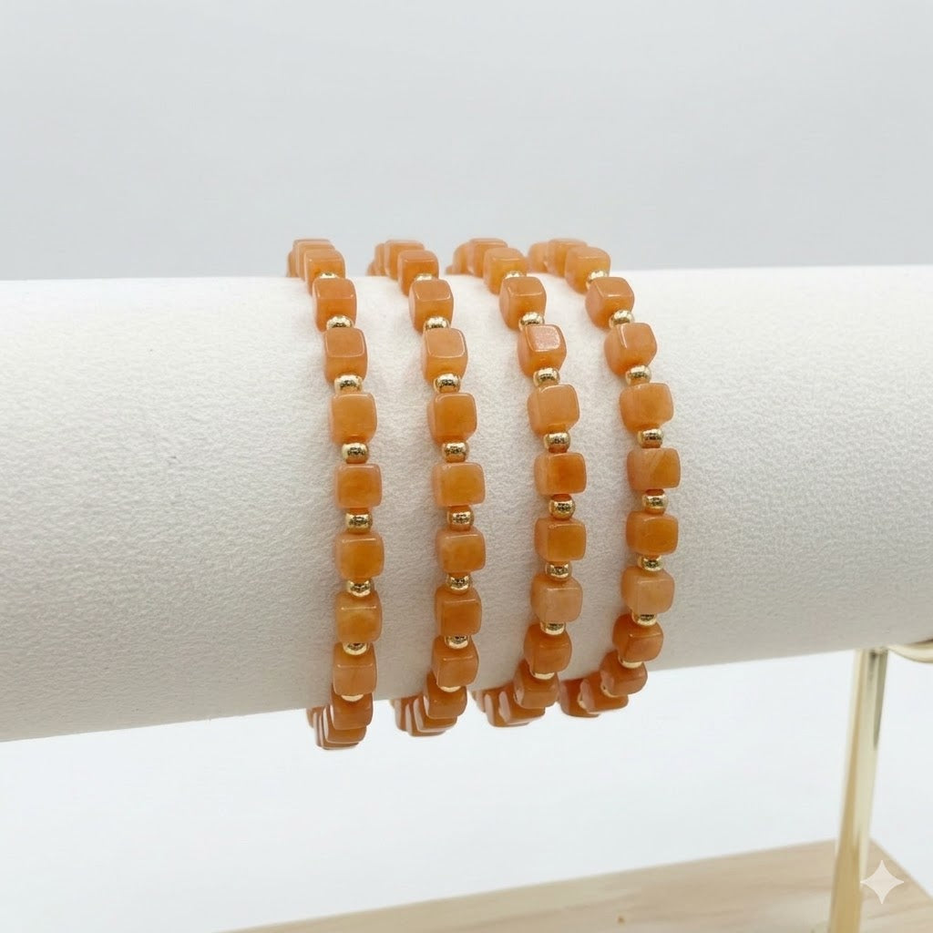 Mini Cubed Orange Aventurine Bracelet
