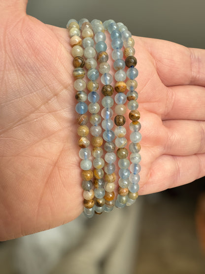 Blue Onyx + Lemurian Calcite Bracelet