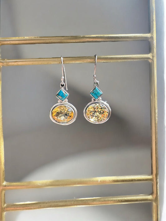 Sterling Silver- Composite Turquoise & Citrine