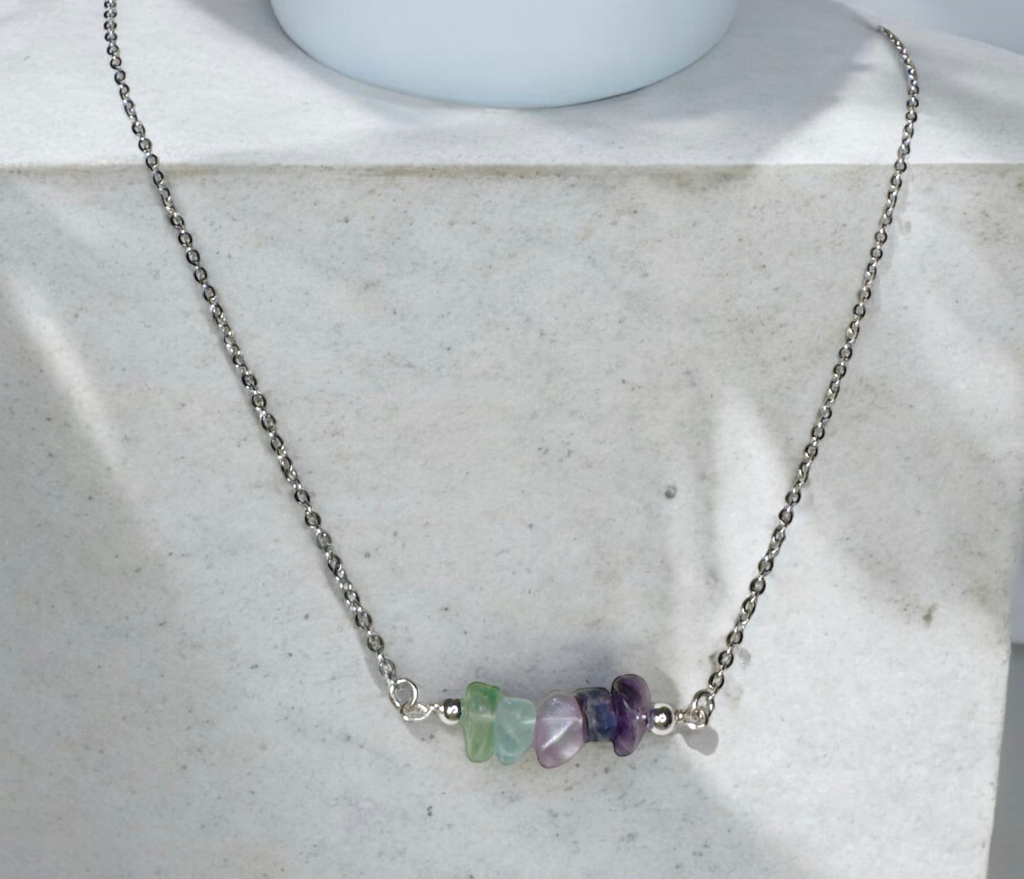 Rainbow Fluorite Numerology Necklace – Clarity, Balance & Transformation