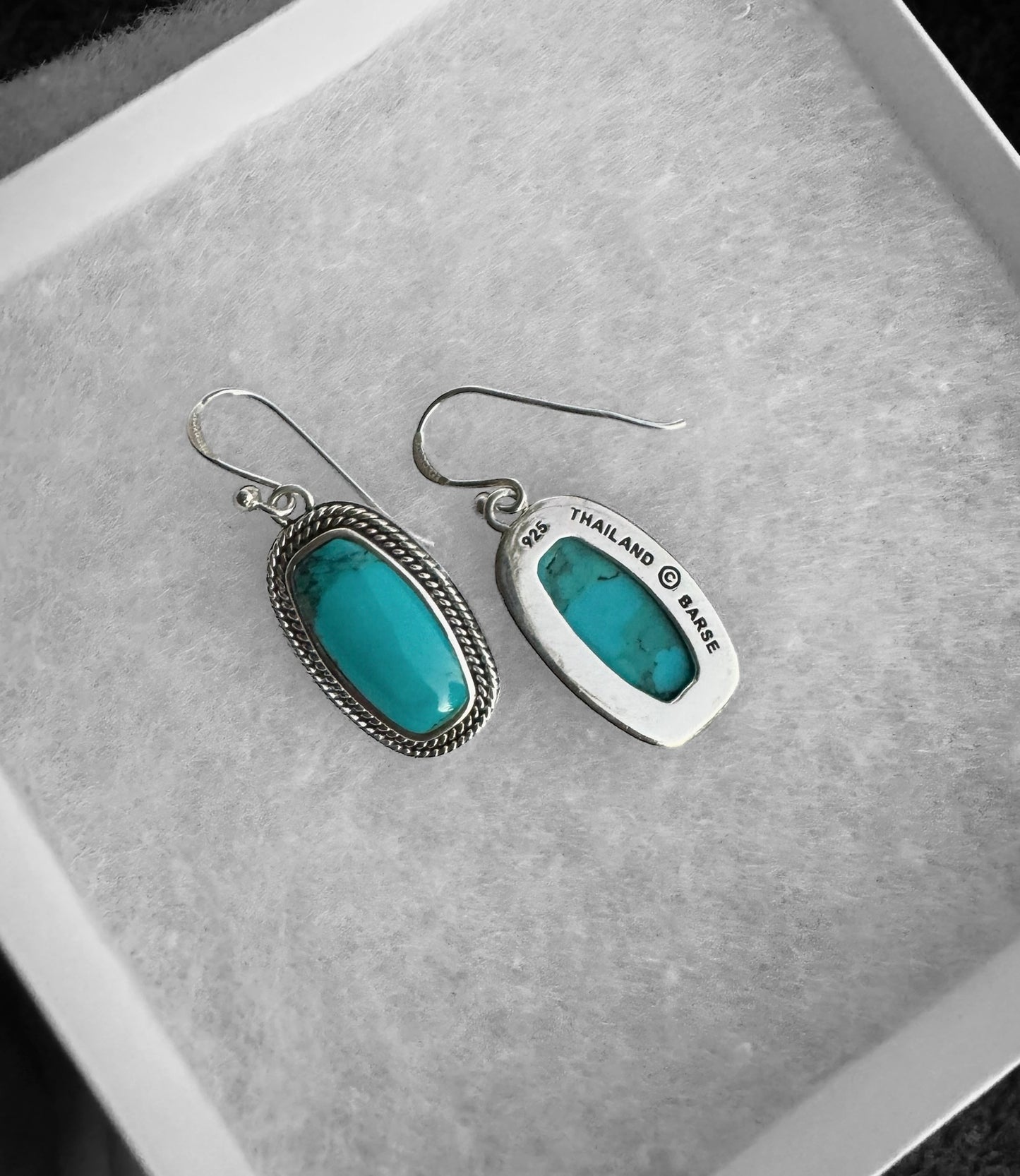 .925 Sterling Silver Authentic Turquoise Earrings