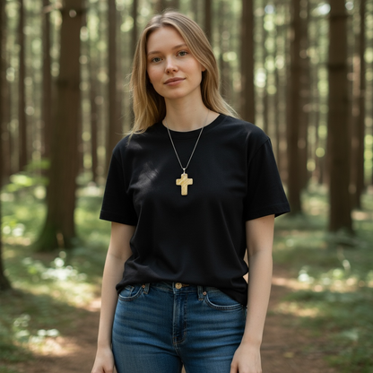 Large Banded Yellow Calcite Cross Necklace