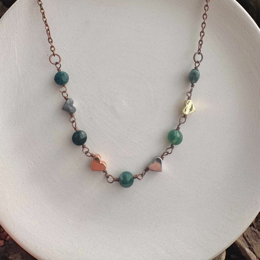 Hand Wrapped Heart Gemstone Necklaces