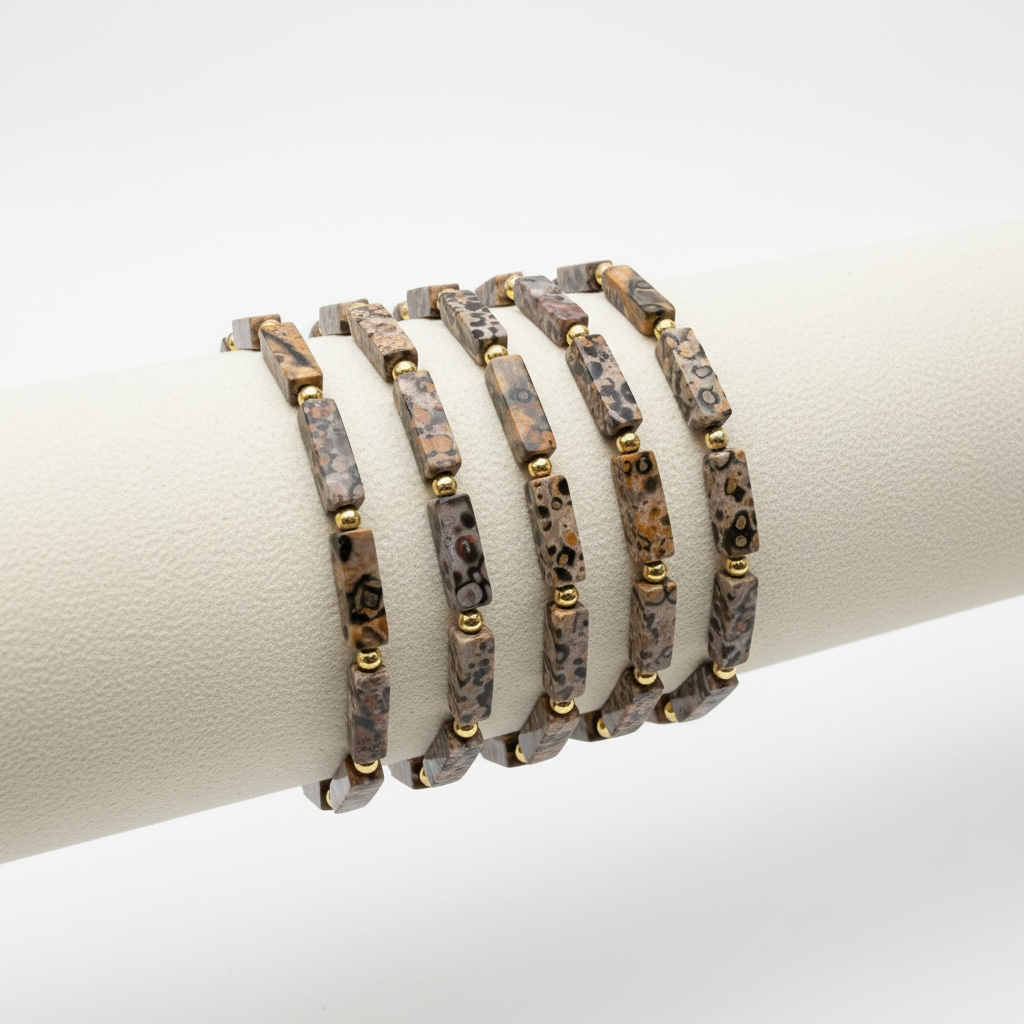 Rectangle Leopardskin Jasper Bracelet